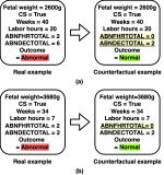 Use of What-if Scenarios to Help Explain Artificial Intelligence Models for Neonatal Health